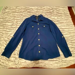 Style & Co. Navy Blue button-up collared shirt, size 12 Stretch